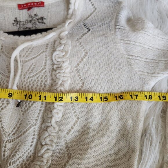 10 Feet Amsterdam Sweater Womens M Lace Knit Mohair Polymide Cream‎ Boho Sheer - Picture 9 of 16